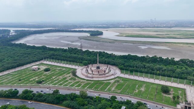 Aerial view of Dr. Bhim Rao Ambedkar park created by BSP leader Miss Mayawati in Noida, Uttar Pradesh