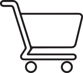 Simple Shopping Cart Icon – E-commerce and Retail Symbol in Line Art Style