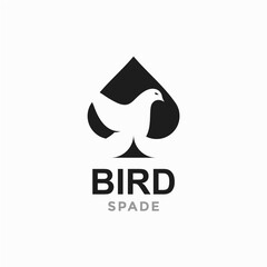 bird and spade in negative space logo