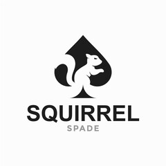 squirrel and spade in negative space logo