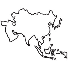 Asia Map Outline Vector