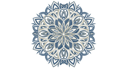 Elegant Mandala Design with Intricate Floral Patterns in Blue and Beige, Perfect for Meditation Art, Textile Prints, and Spiritual Decoration Projects