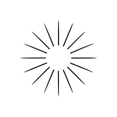 Obraz premium Sunburst design with radiating black lines on transparent background