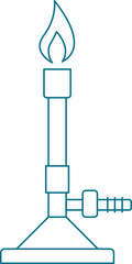Minimalist line art illustration of a classic Bunsen burner vector.