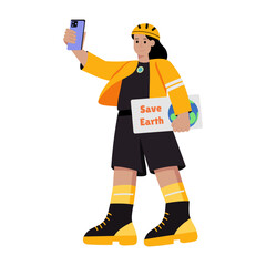 An illustration of save earth designed in flat style