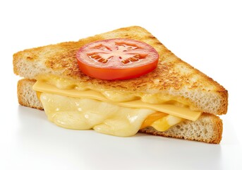 Grilled Cheese Sandwich with Tomato Soup on White Background 
