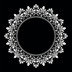 Decorative frame Elegant vector element for design in Eastern style, place for text. Floral black and white border. Lace illustration for invitations and greeting cards.