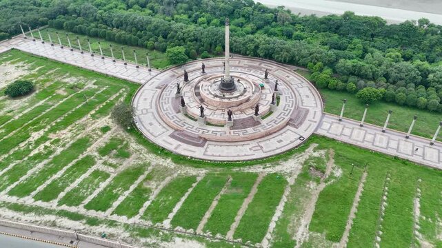 Aerial view of Dr. Bhim Rao Ambedkar park created by BSP leader Miss Mayawati in Noida, Uttar Pradesh