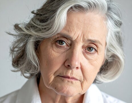 Close-up portrait of a serious older woman - Powered by Adobe