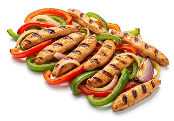 Grilled Chicken Fajitas on White Background 