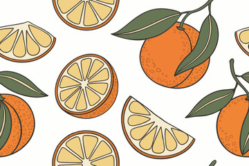 seamless pattern with tangerine fruit