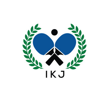 IKJ Table Tennis Company logo. IKJ Ping Pong Sports paddle logo design for entrepreneur and business. IKJ Branding Design best icon.
