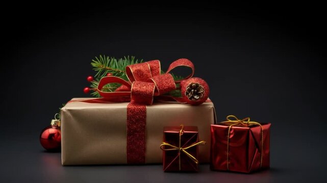 Festive Presents with Bows  Sprigs