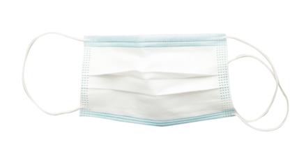 Surgical face mask with elastic straps, used by doctors in operation theater, (clean modern detail, transparent isolated background