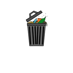 dirty trash can illustration 