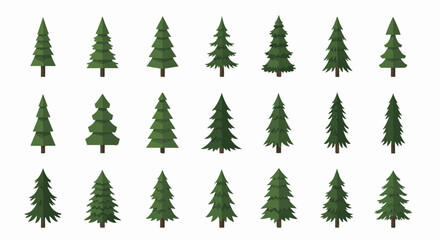 Enhance your seasonal projects with these evergreen tree illustrations. Perfect for holiday themes, winter designs, natural landscapes, and eco-friendly campaigns.