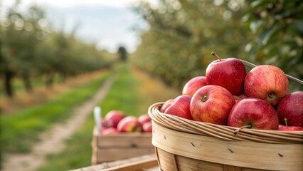 Freshly Harvested Apples in Orchard Basket