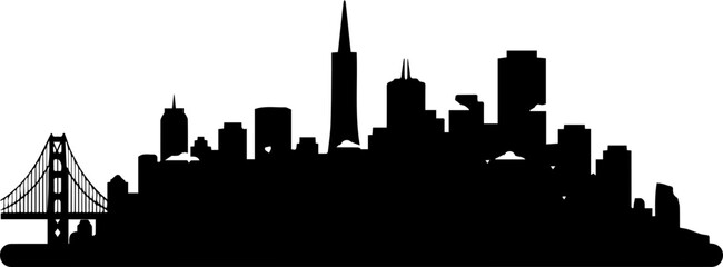 Obraz premium Iconic city skyline silhouette with famous bridge, perfect for urban branding and travel.