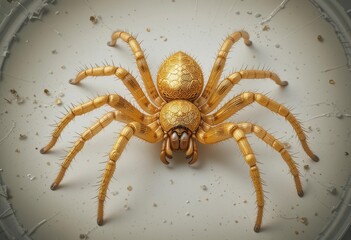 A Golden Spider on White  Classic Illustration of an Arachnid