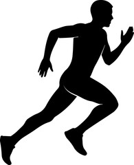Dynamic male athlete sprinting powerfully towards athletic achievement and victory