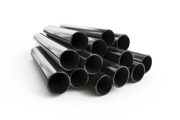 Fototapeta premium A collection of black cylindrical pipes stacked together, likely for industrial use.