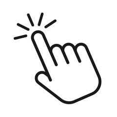 Clicking finger icon, hand pointer illustration.