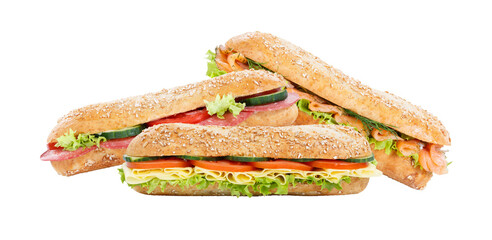 assorted deli sandwiches with fresh ingredients