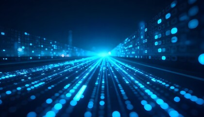 Streaming data, binary data moving on a digital road - Digital Code road concept