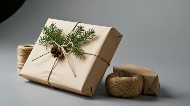 Kraftpaper package decorated with nature