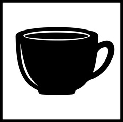 Stylish black coffee cup graphic for morning beverage branding and cafe promotions