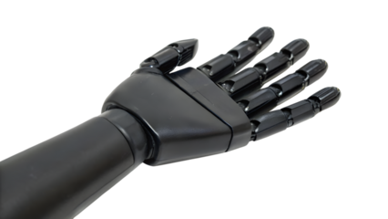 a black robotic arm isolated on white