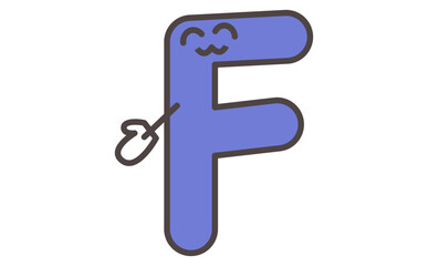 アルファベットのFのイラストでかわいいキャラクターの学習素材 Alphabet Letter F Cute Character Illustration