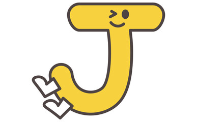 アルファベットのJのイラストでかわいいキャラクターの学習素材 Alphabet Letter J Cute Character Illustration