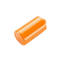Battery image top view, clean orange battery isolated 3D PNG