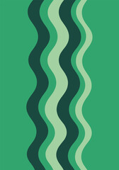 Abstract Vertical Wavy Lines Seamless Pattern in Various Shades of Green
