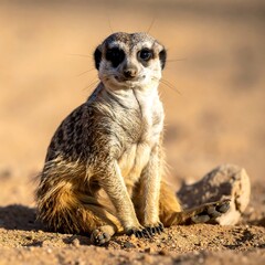 Fototapeta premium A meerkat sits alert in the desert sun