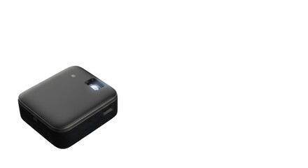 Compact portable projector isolated on transparent background, ideal for onthego presentations, movie nights, and sharing content anywhere with ease