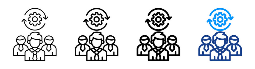 Operations Team Icon Different Style Outline Collection Set