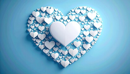 White hearts form a heart shape