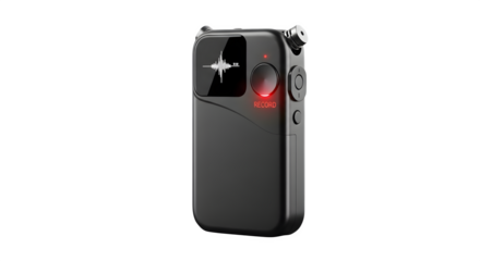 A black personal safety alarm for selfdefense, designed to emit a loud sound to deter attackers isolated on transparent background