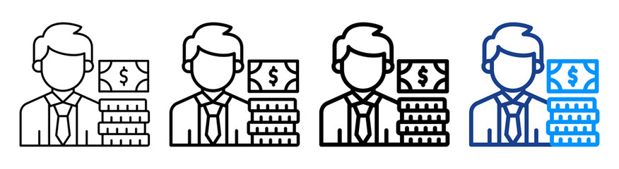 Financial Advisor Icon Different Style Outline Collection Set