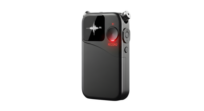 A black personal safety alarm for selfdefense, designed to emit a loud sound to deter attackers isolated on transparent background