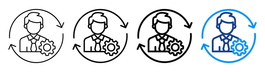 Operations Management Icon Different Style Outline Collection Set