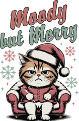 moody but merry - Retro merry xmas winter season clipart, funny chrismtas quotes, holliday christmas joy typography design sublimation

