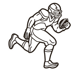 American Football Player Running Action Graphic Vector