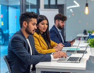 Hispanic Professionals in Coworking Office