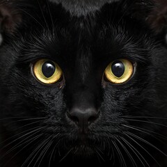Close-up of a black cat's face