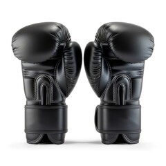 A pair of black boxing gloves designed for training and competition.
