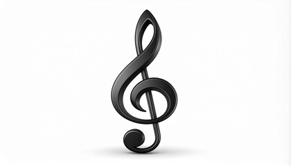A black treble clef symbol stands out against a plain white background, casting a subtle shadow.