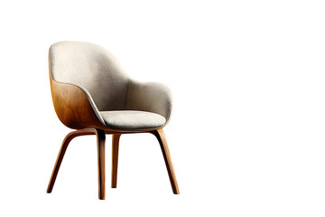 Elegant modern armchair with curved wooden frame and plush fabric upholstery for stylish interiors